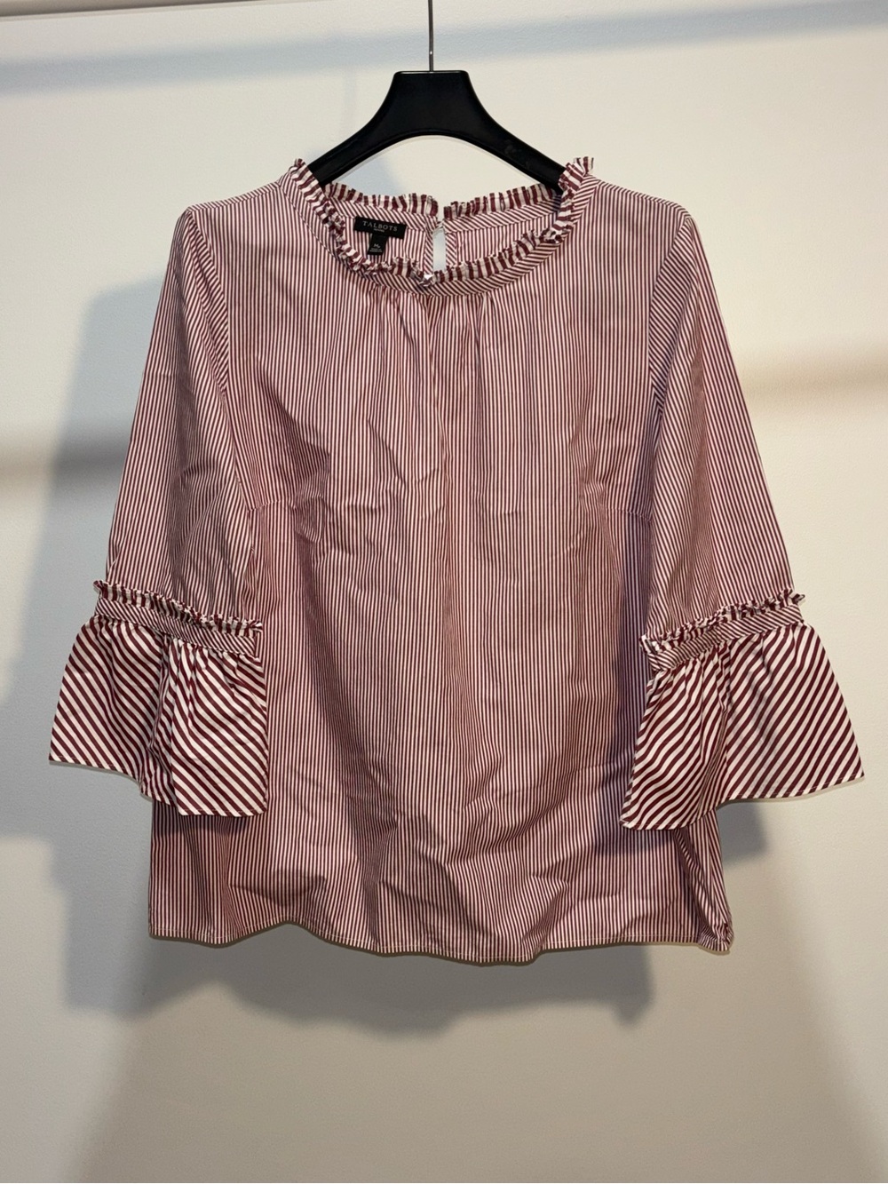 Talbots striped bell sleeve keyhole button back with side zip shirt size MP